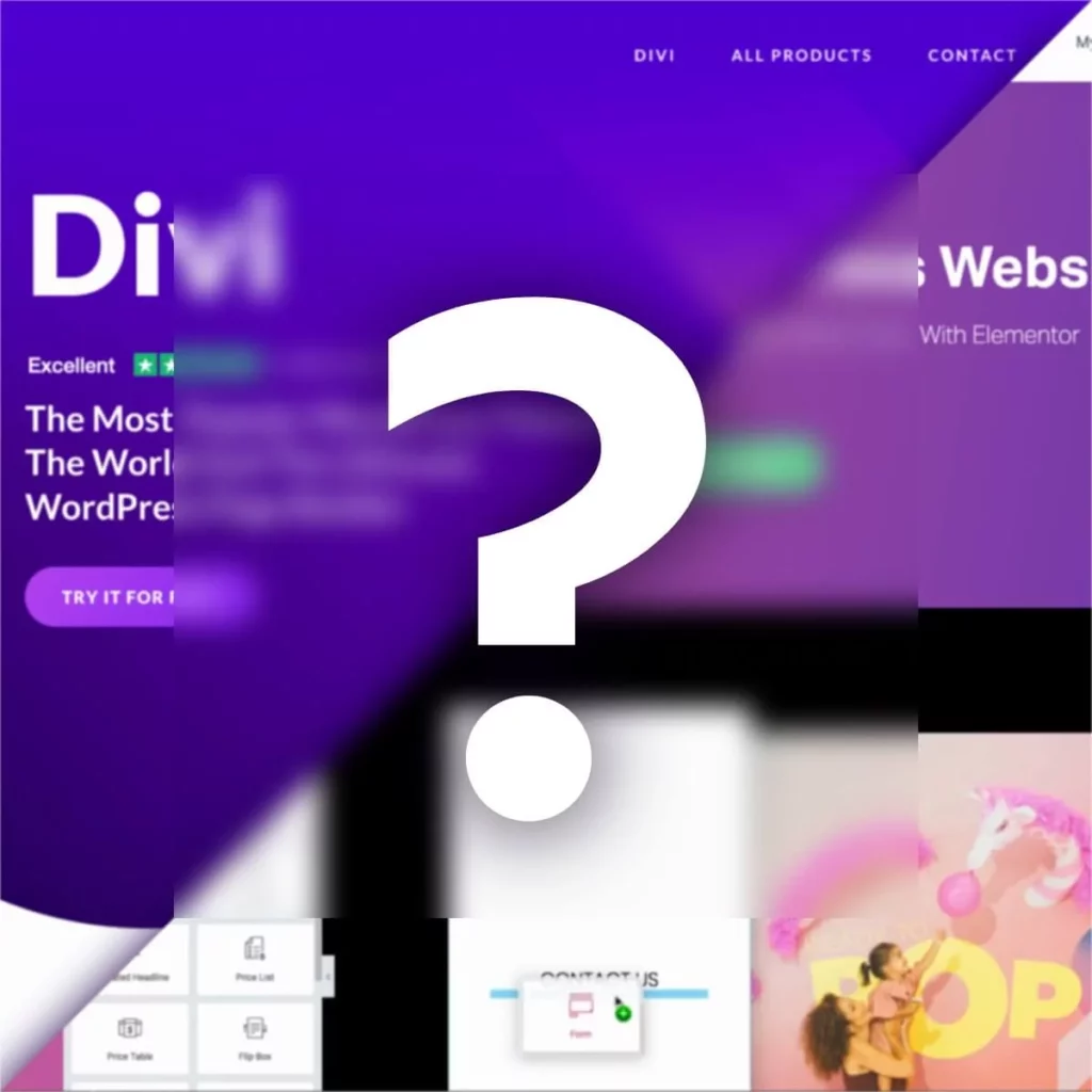 Elementor and Divi websites with a question mark