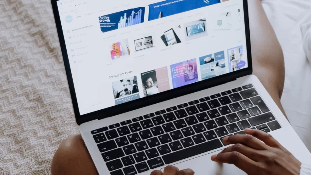 Someone scrolling through a website