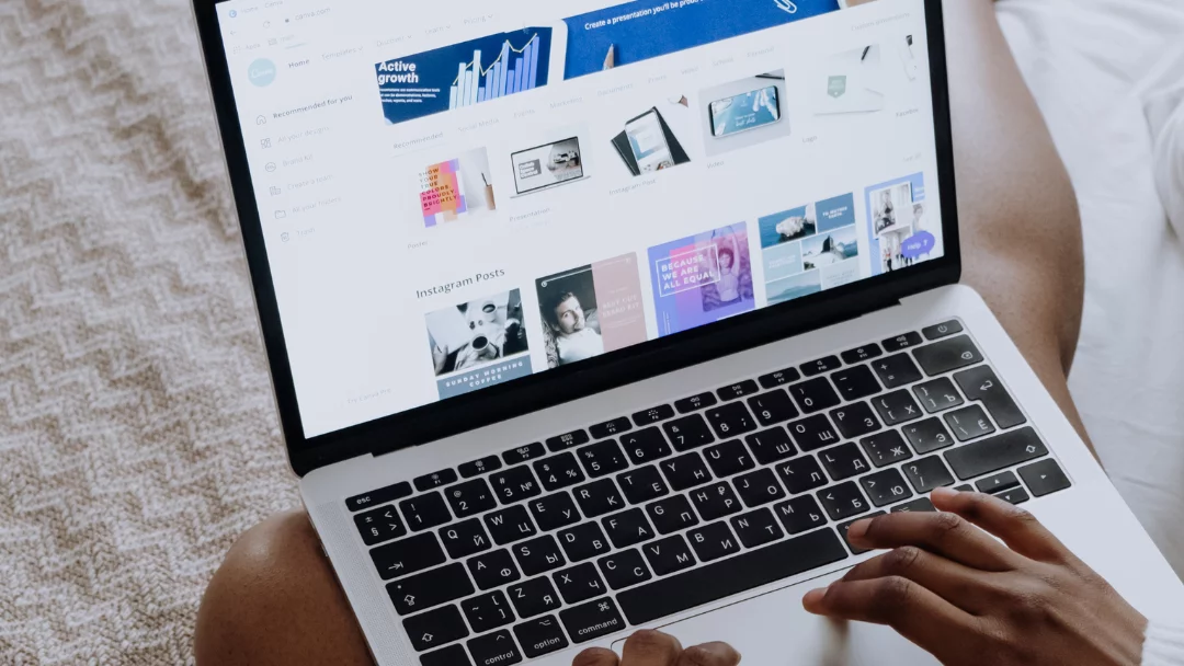 Someone scrolling through a website
