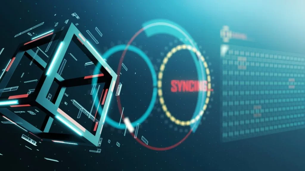 Abstract graphic showing a synchronisation process