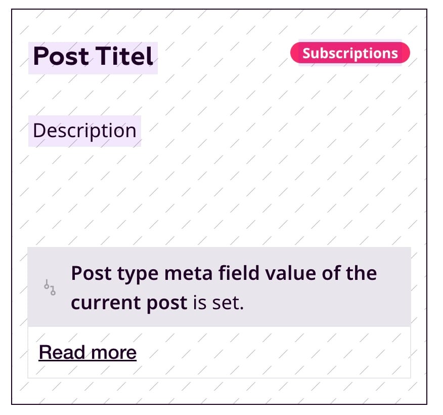 Backend screenshot of the dynamic feature tile