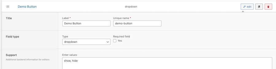 Backend post types settings to add a custom dropdown field