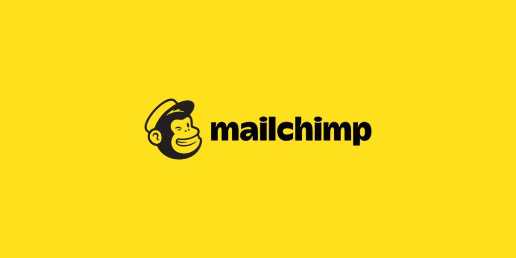 Mailchimp Logo Black writing and monkey on yellow background