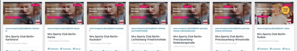 Central management of Mrs.Sporty websites