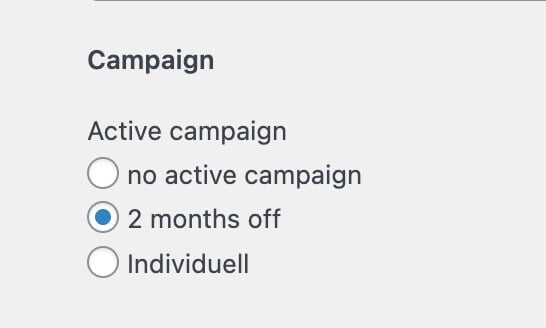 Radio buttons to select campaigns