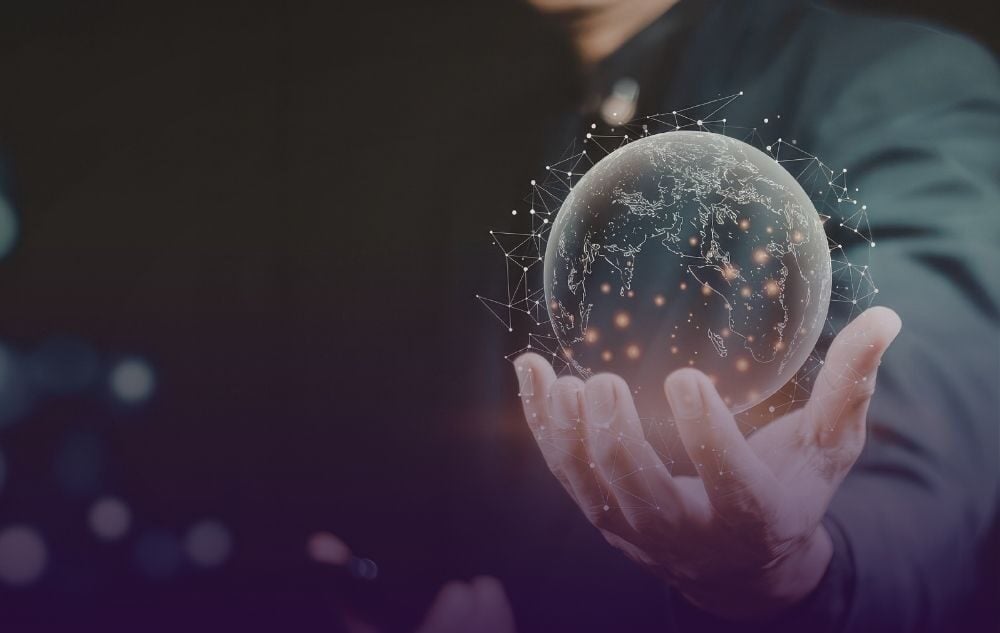 Digital globe representing centralized brand management across multiple websites